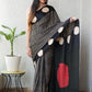 Ajrakh Hand Block Bagru Vanspati Printend Modal Silk Saree with Blouse (CID13)