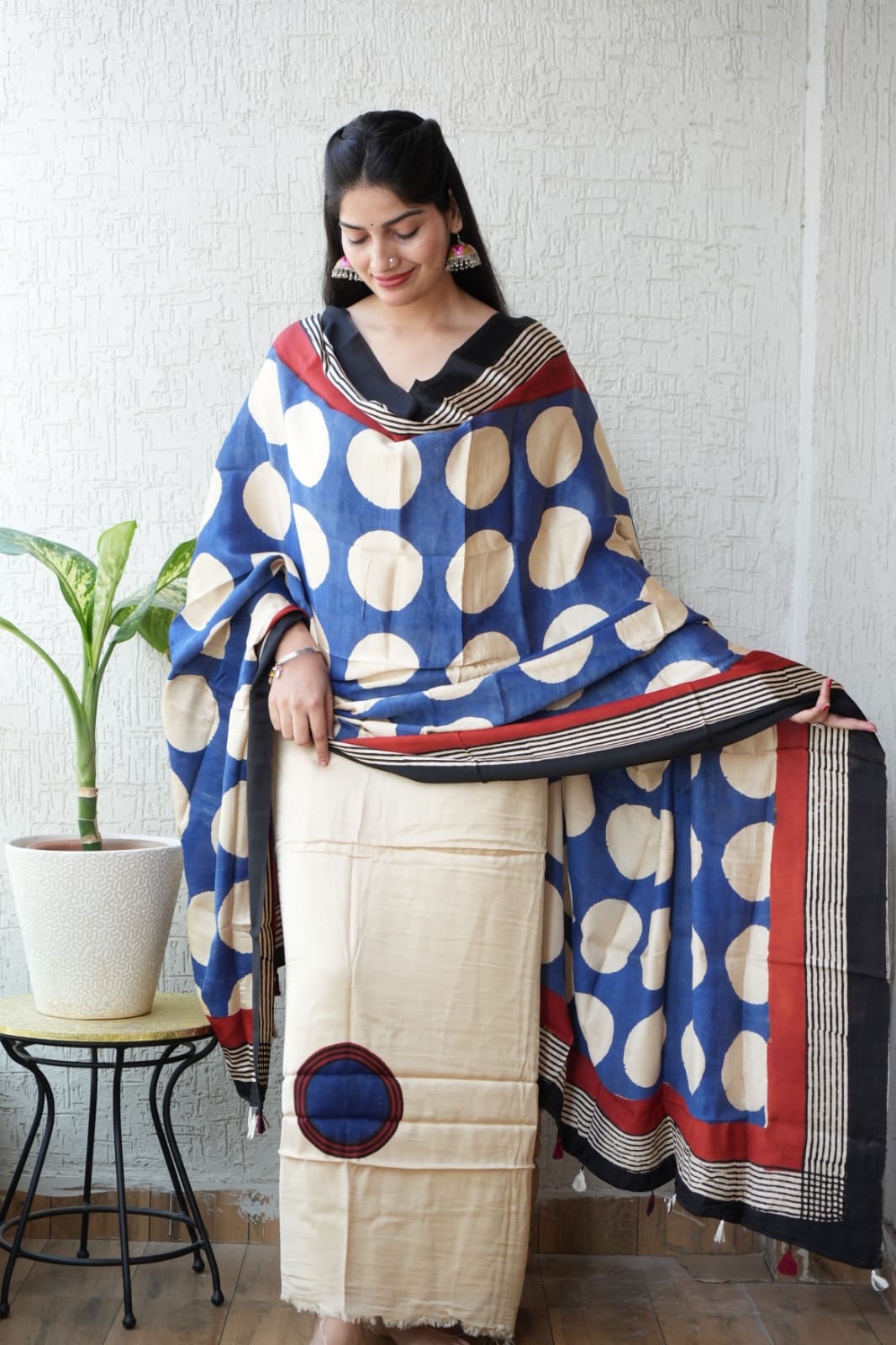 Vanaspati Ajrakh Hand Block Printed Suits Modal Silk Fabric (CIT43)