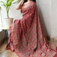 AJRAKH PRINTED PURE DOLA SILK SAREE WITH BLOUSE (MS20)