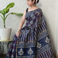 Bagru Hand Block Printed Chanderi Silk Saree with Blouse (CSS101)