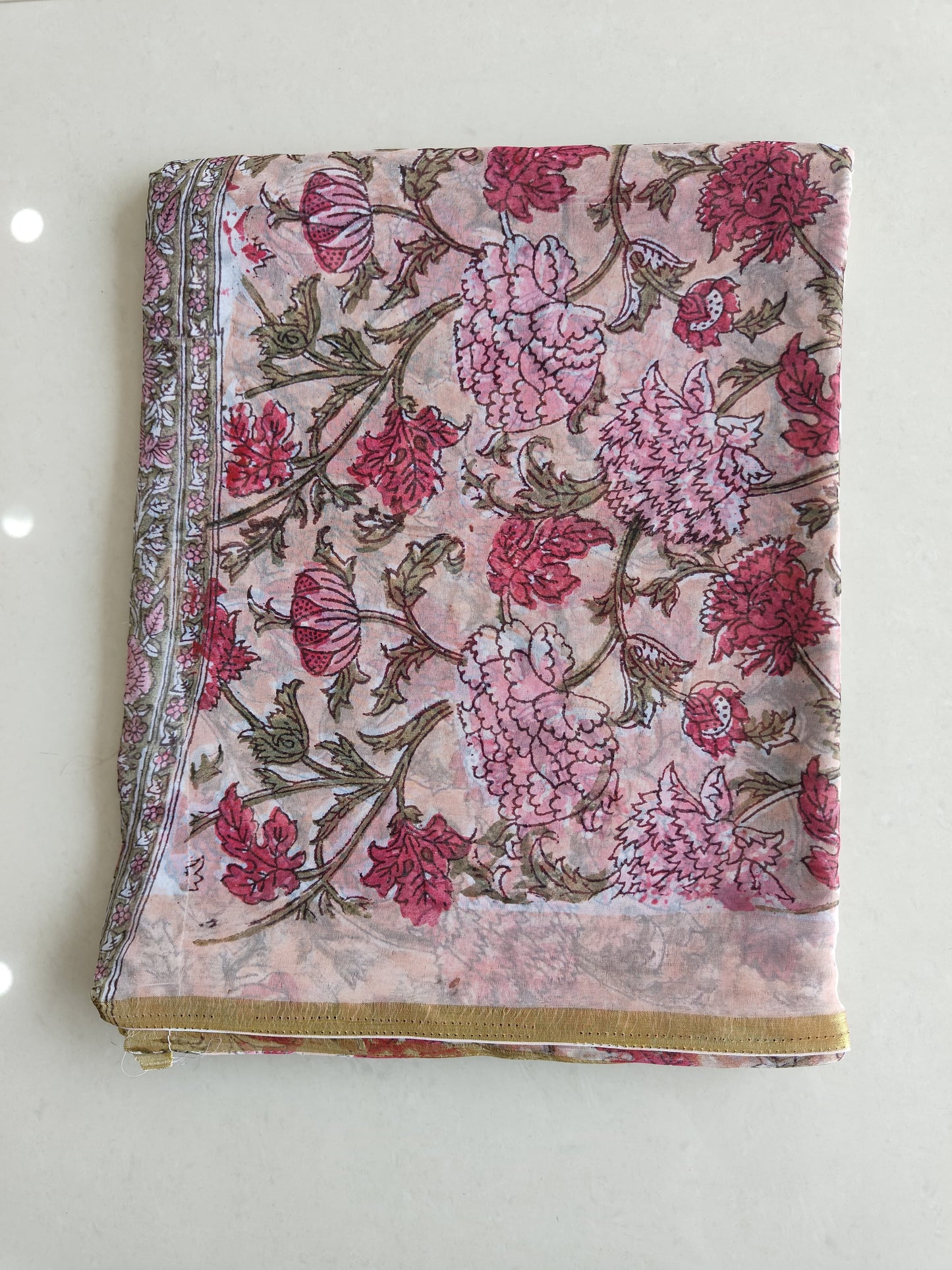 Hand Brush Painted Chiffon Saree with Blouse ( CIA74)