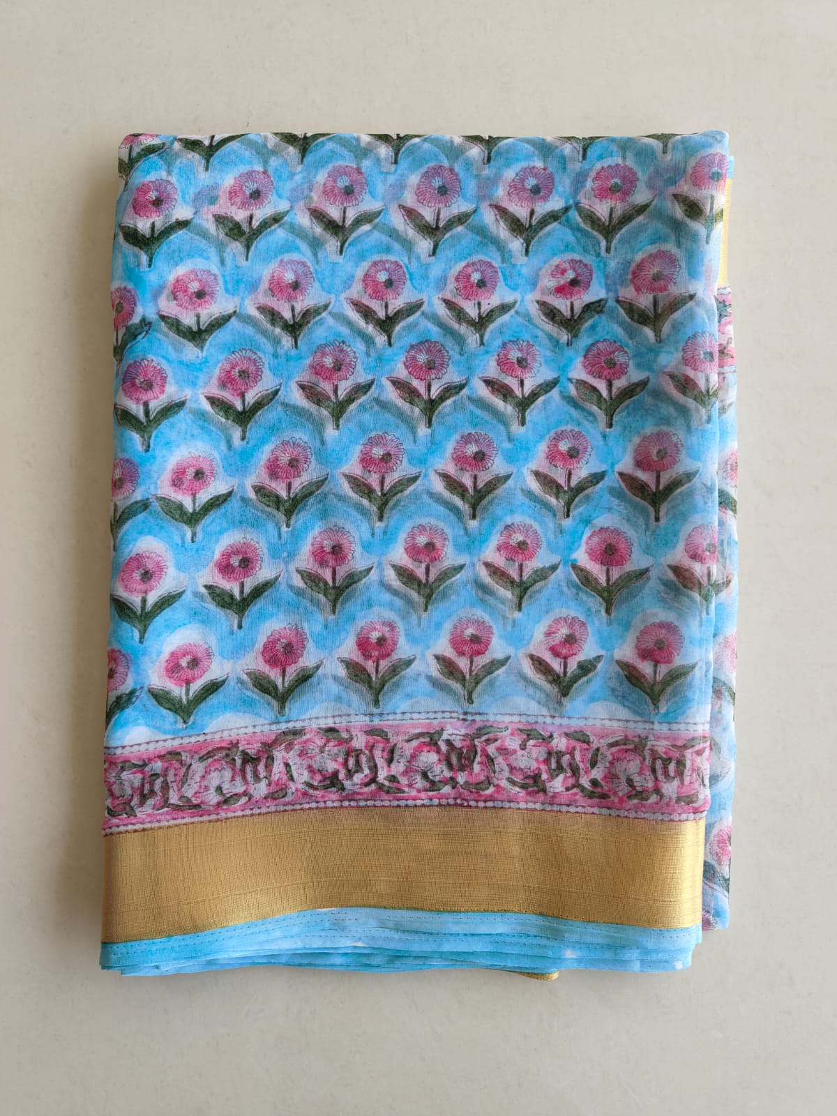 Hand Brush Painted Chiffon Saree with Blouse ( CIA75)