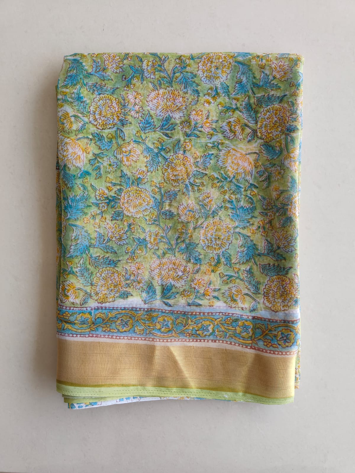 Hand Brush Painted Chiffon Saree with Blouse ( CIA77)