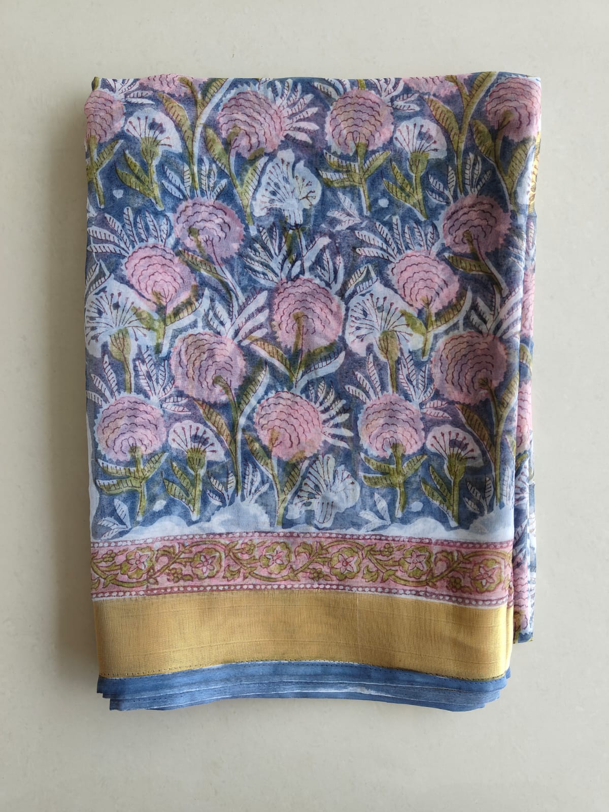 Hand Brush Painted Chiffon Saree with Blouse ( CIA76)