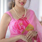 HAND BURSH PAINTED ORGANZA SILK SAREE WITH BLOUSE (CIB35)