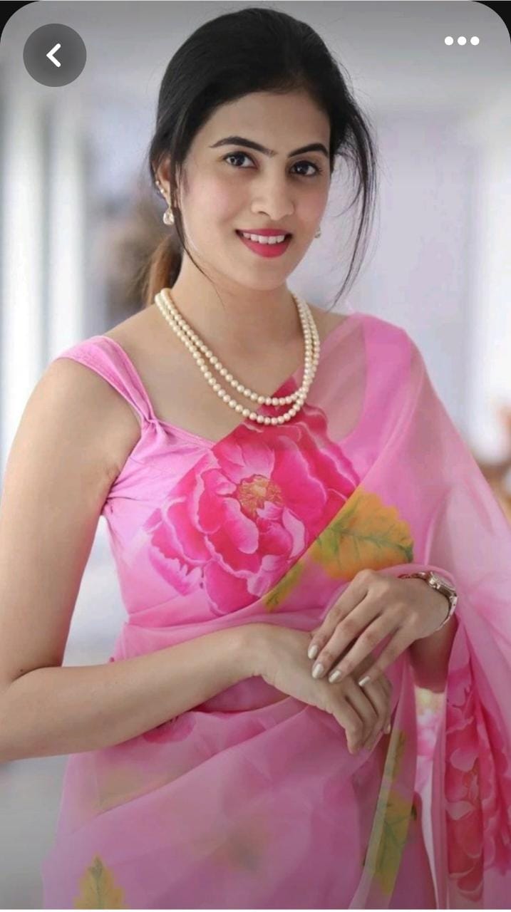 HAND BURSH PAINTED ORGANZA SILK SAREE WITH BLOUSE (CIB35)