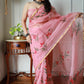 HAND BURSH PAINTED ORGANZA SILK SAREE WITH BLOUSE (CIB36)