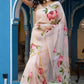HAND BURSH PAINTED ORGANZA SILK SAREE WITH BLOUSE (CIB37)