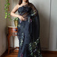 HAND BURSH PAINTED ORGANZA SILK SAREE WITH BLOUSE (CIB38)