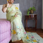 HAND BURSH PAINTED ORGANZA SILK SAREE WITH BLOUSE (CIB39)